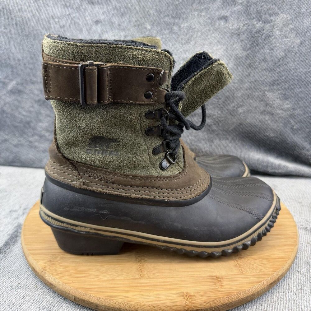 Sorel Boots Womens Size 7.5 Brown Suede Waterproof Ankle Winter Snow NL2125-213
